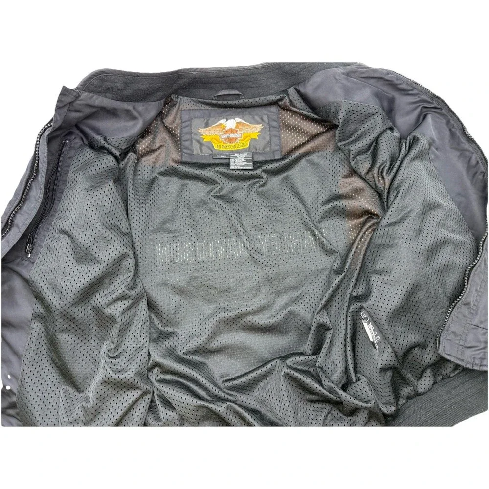 Harley Davidson Men's Orange Black Nylon Jacket Medium